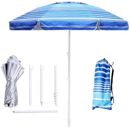 LOTTAFUN Sombrilla de playa de 6.5 pies – Sombrilla portátil resistente al viento con protección UV 50+, con ancla de arena y bolsa de transporte, sombrilla plegable para exteriores, playa, alberca  .mx: Jardín