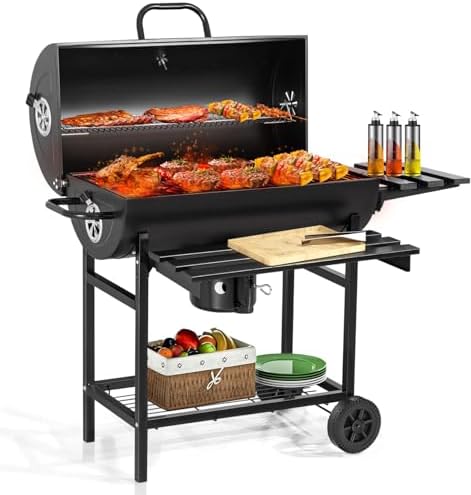 Asador de Carbon Portatil,Asadores Parrilla de Carne Carbon con Mesa Frontal Lateral para Especia Alimento Accesorios para Asador,Empotrable Parrilla para Asar 2 Capas,Gran Espacio para Cocinar Patio  .mx: Jardín