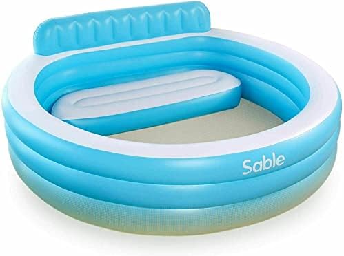 Sable Piscina Inflable de Banco y Respaldo de 88 x 85 x 30 Pulgadas con 2 Orificios de Drenado y 5 Cámaras de Aire Alberca de PVC Juguete Acuático Ideal para el Verano (SA-HF041)  .mx: Juguetes y Juegos
