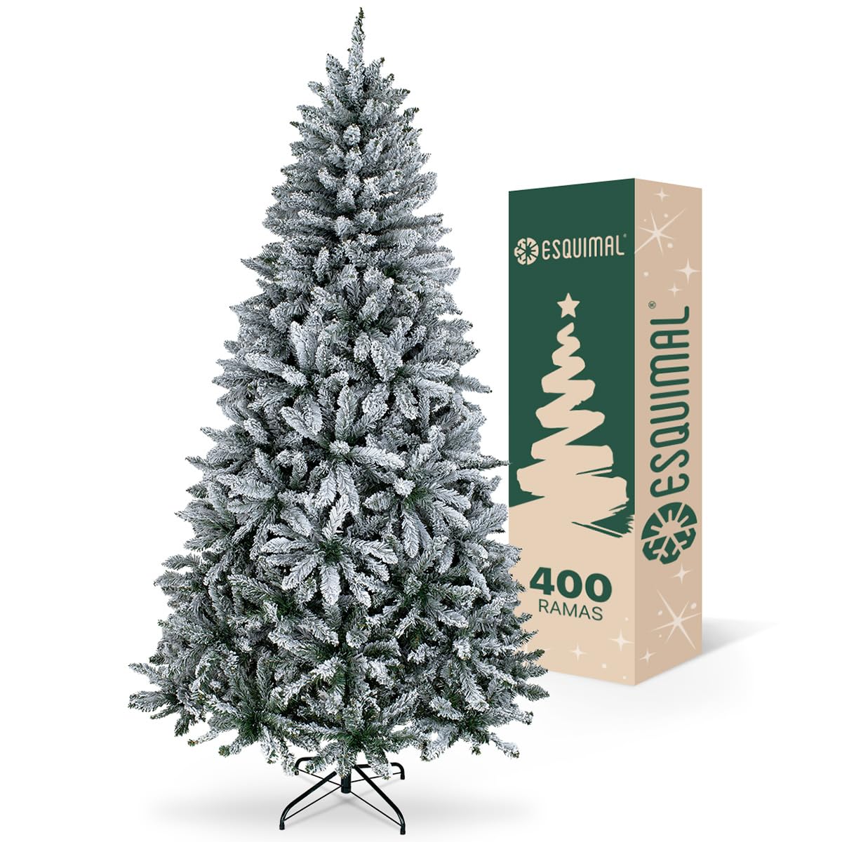 ESQUIMAL Árbol de Navidad Nevado Frondoso Pino Navideño 1.60 m Verde
